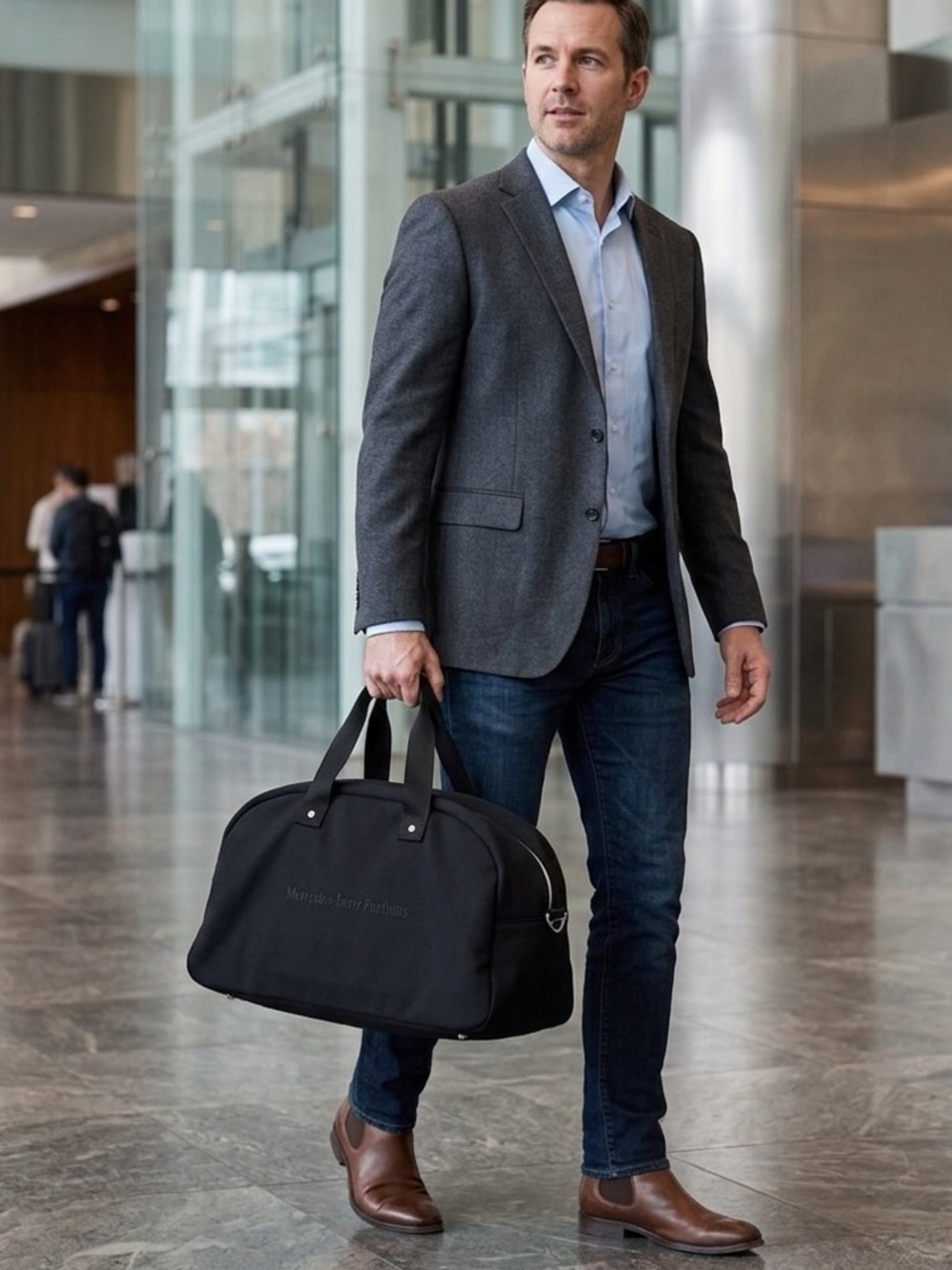 New Mercedes-Benz Parfums Black Neoprene Tote Travel Duffel Bag